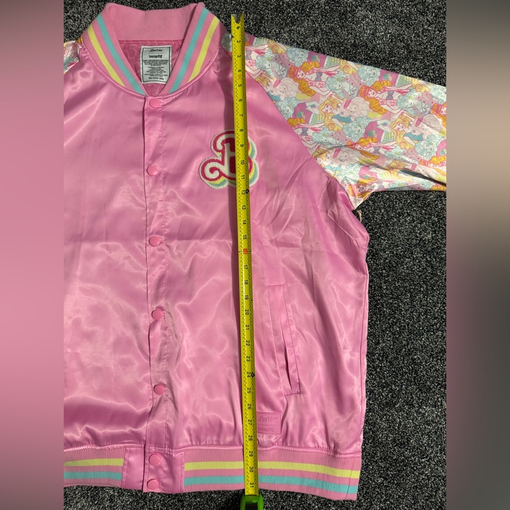 Loungefly Barbie 65th Anniversary Unisex 2X Bomber Jacket Pink Pastel NWT - Picture 8 of 8